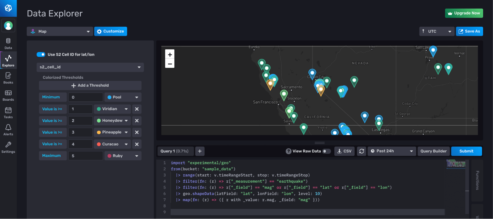 An example of using the magnitude field of the earthquake
