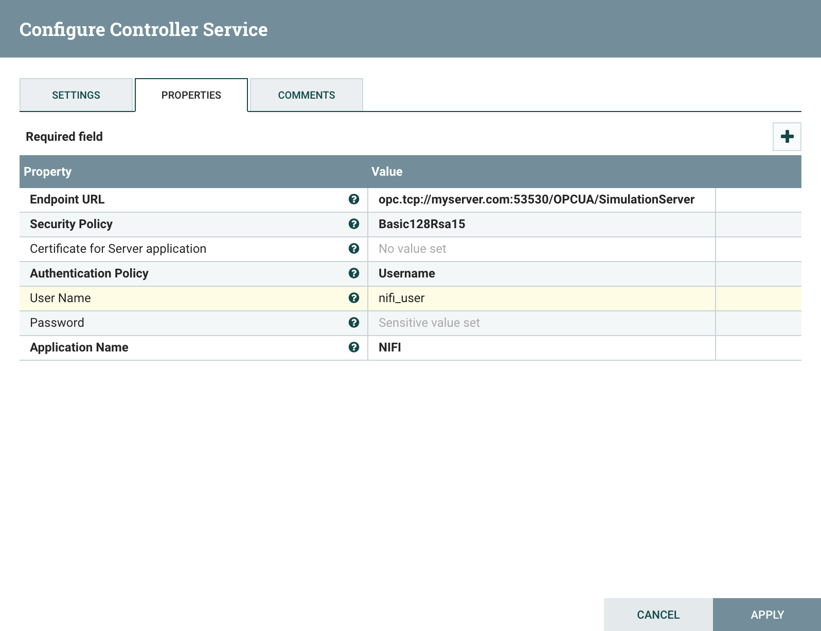 Authentication policy property