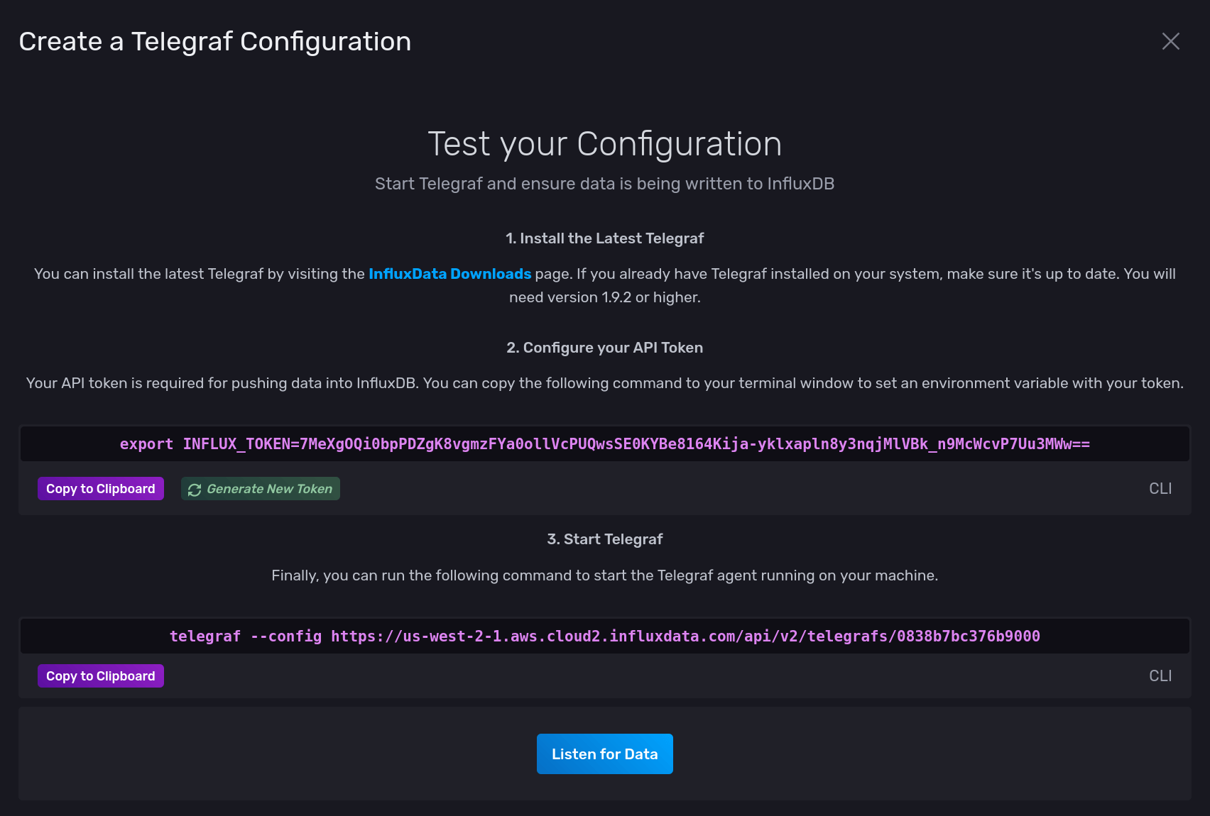 Create a Telegraf Configuration