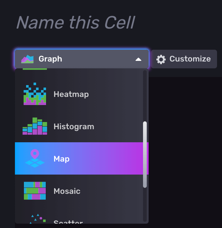 Create a new Dashboard and select the Map Title