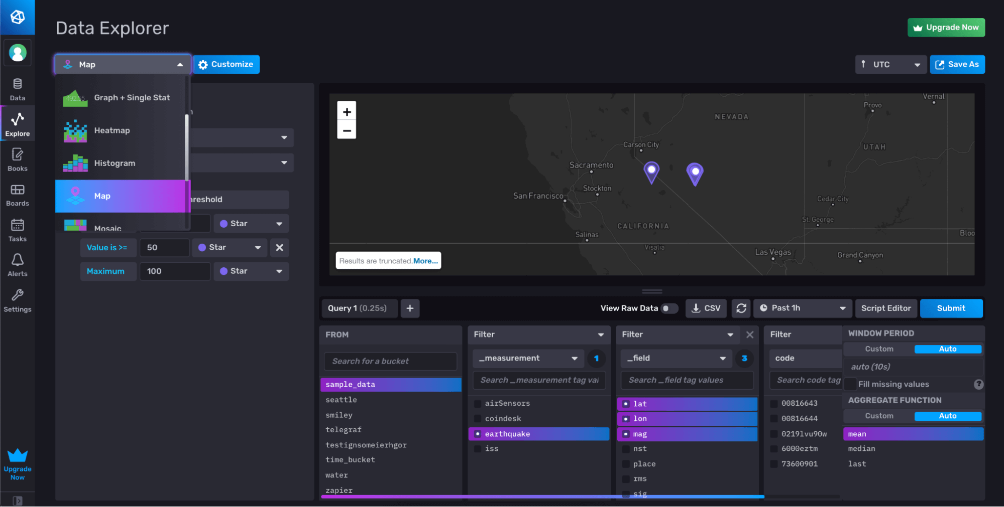Data Explorer-Graphing the data with the maps