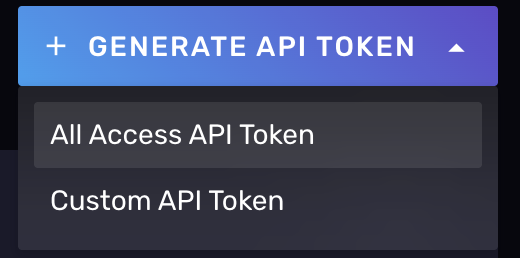Generate API Token screen