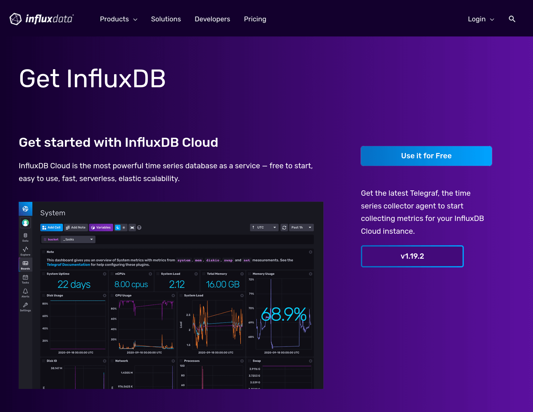 Sign up for InfluxDB Cloud
