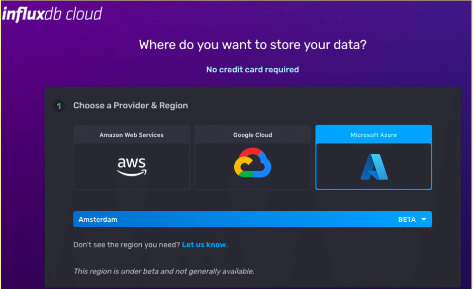 InfluxDB Cloud Azure get started