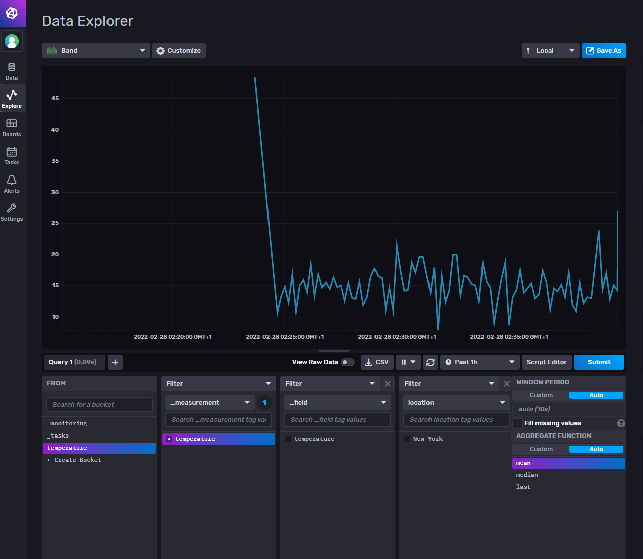 InfluxDB UI: Data Explorer