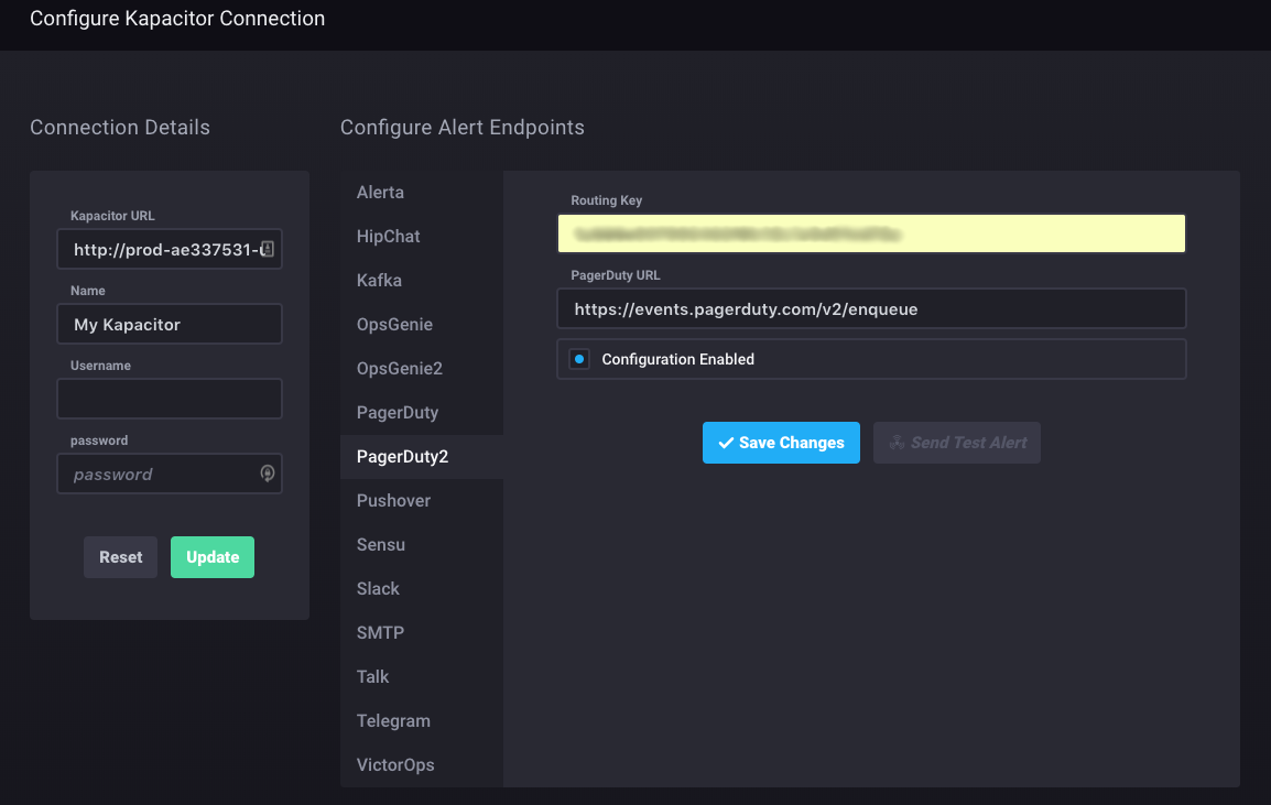 Kapacitor Configuration for PagerDuty