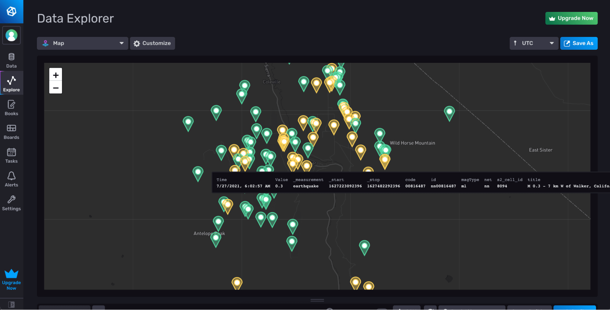 Map graph type - InfluxDB Cloud
