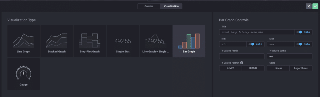 Screenshot of Chronograf Visualizations Options
