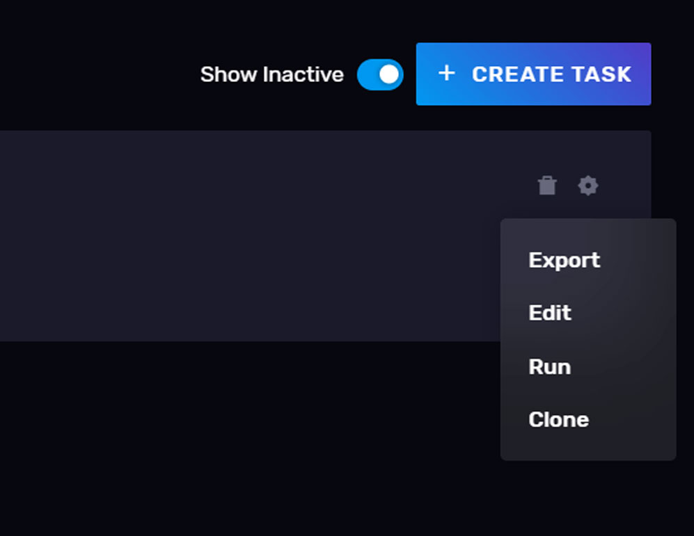 Task Dashboard - run task