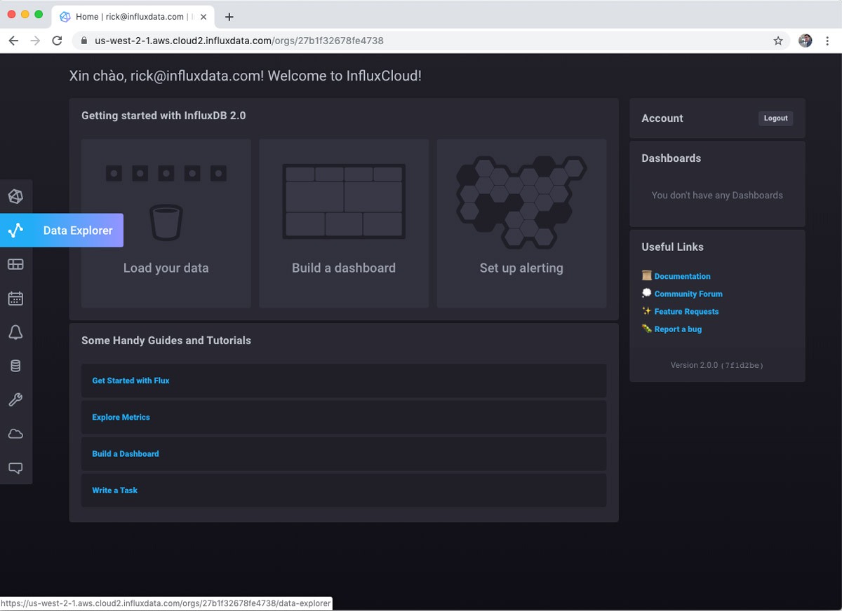 InfluxDB Cloud - Data Explorer