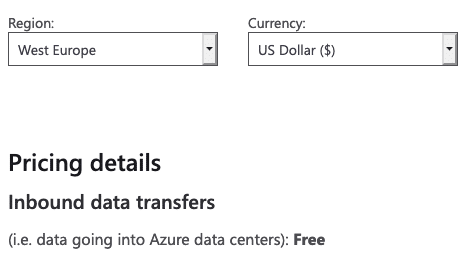 Azure data transfer pricing