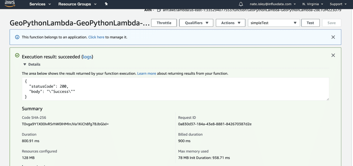 CloudFormation test result