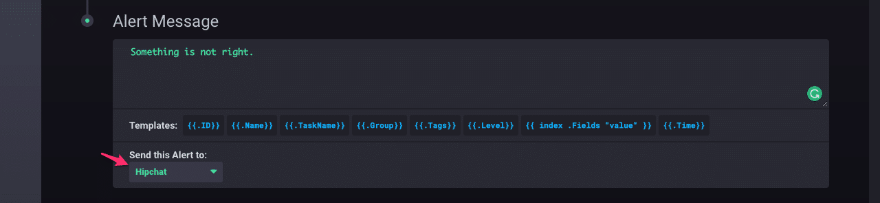 Hipchat setup - alert message