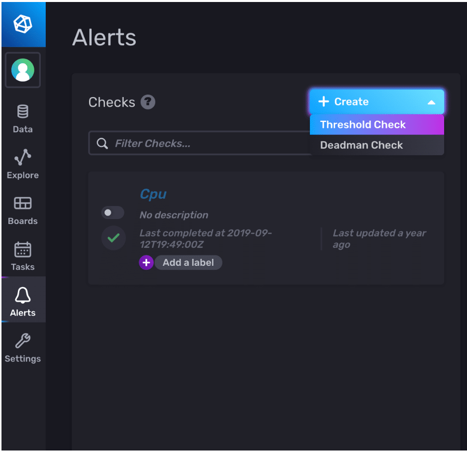 influxdb alerts checks