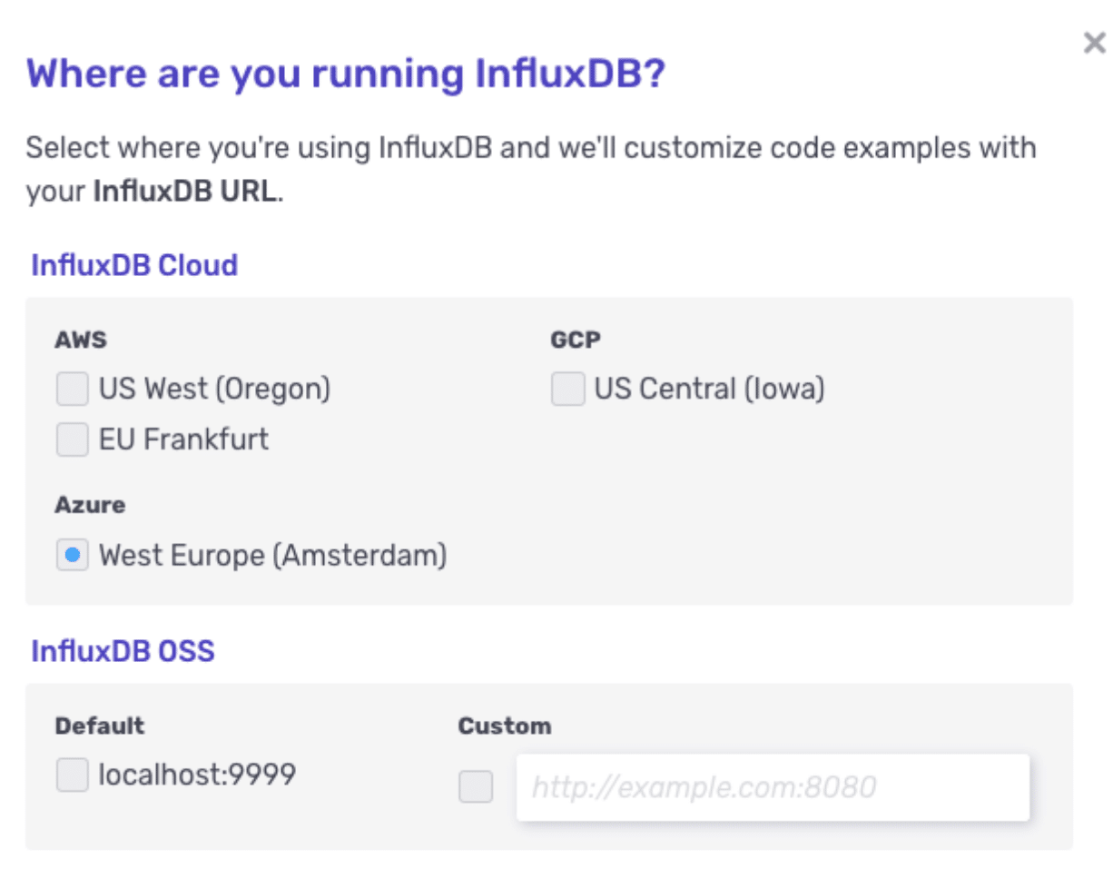 influxdb cloud azure url