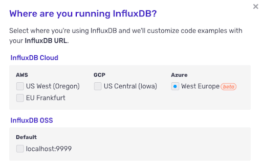 InfluxDB Cloud Azure url