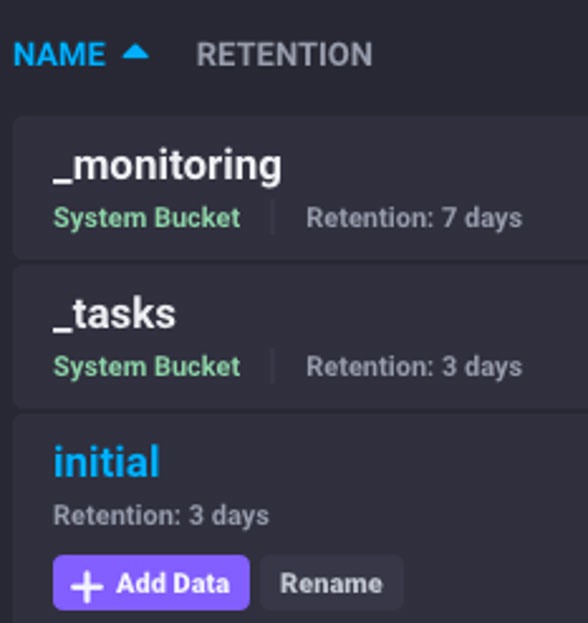 InfluxDB Cloud bucket name