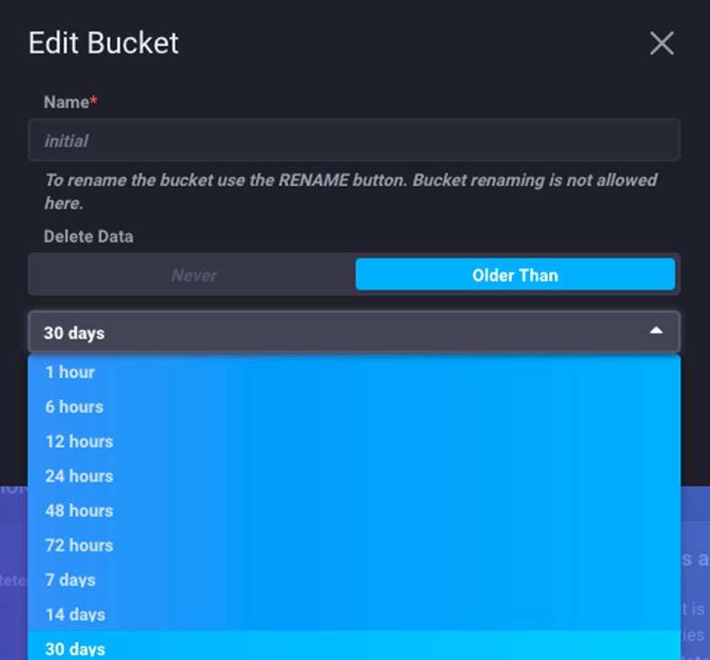 InfluxDB Cloud - edit bucket