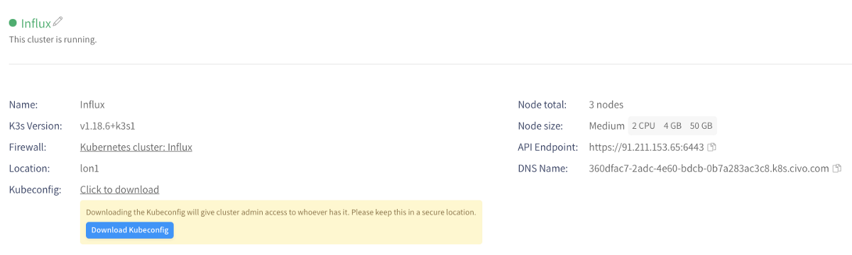 influxdb create ingress