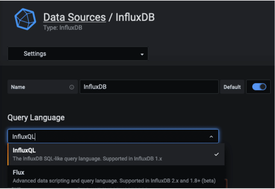 InfluxDB data source language
