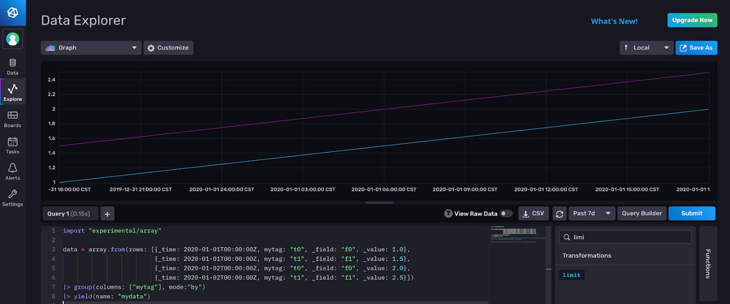 influxdb flux functions array