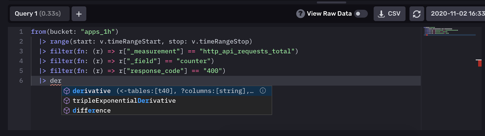 Monaco Editor of InfluxDB