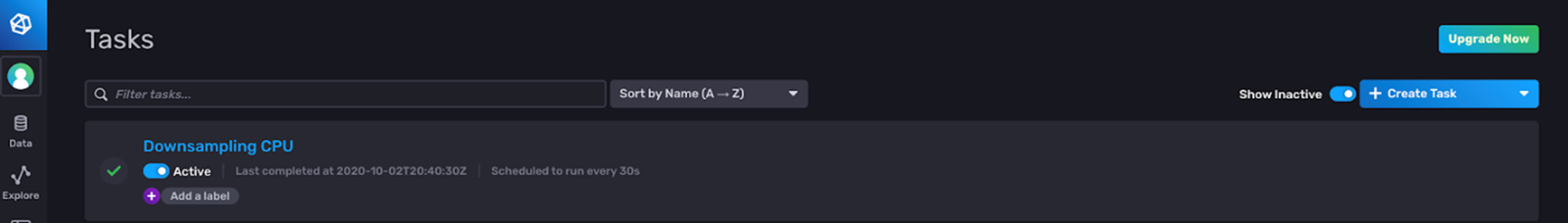 influxdb task status successful