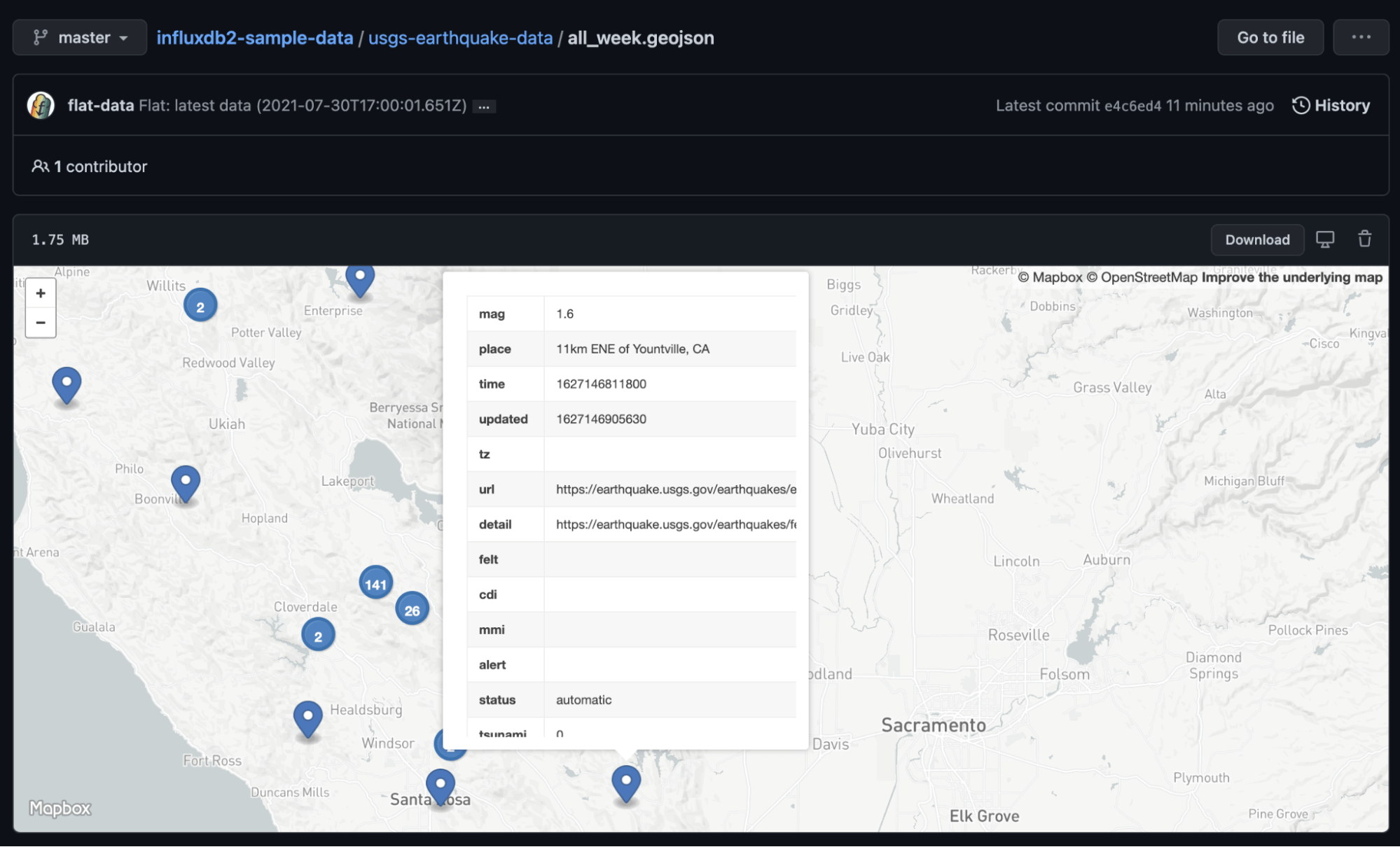 loading data to InfluxDB Data Examples repository