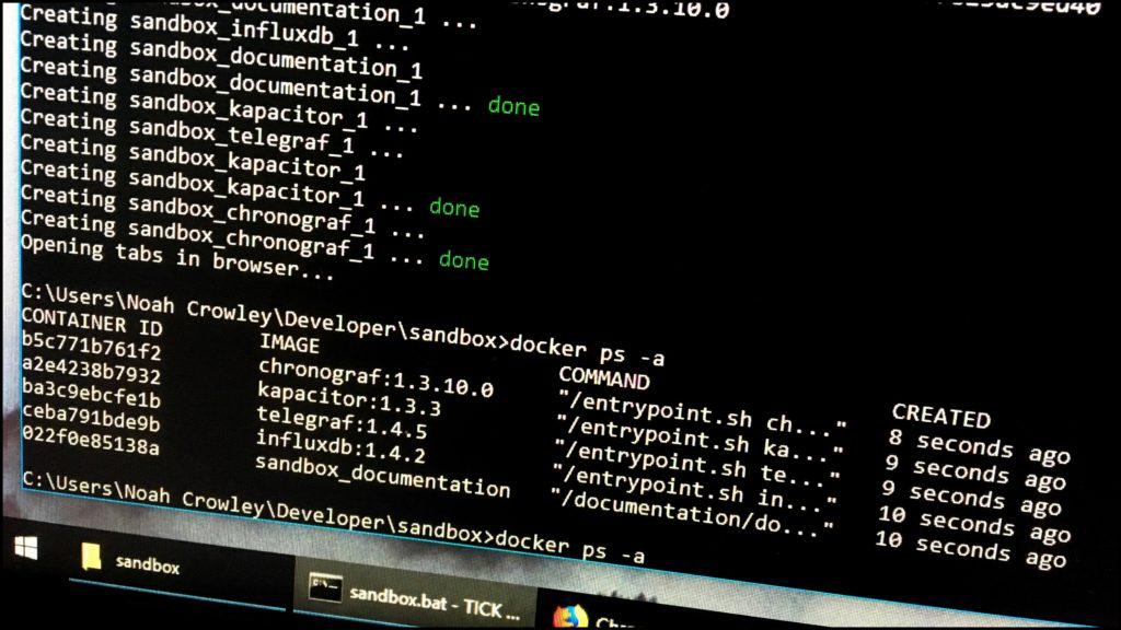 Screenshot of sandbox.bat running in cmd.exe