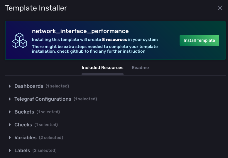 Template installer screen