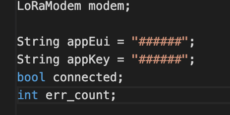 Update the appEui and appKey