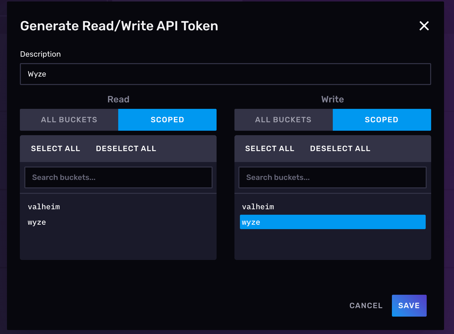 Generate Read-Write API token