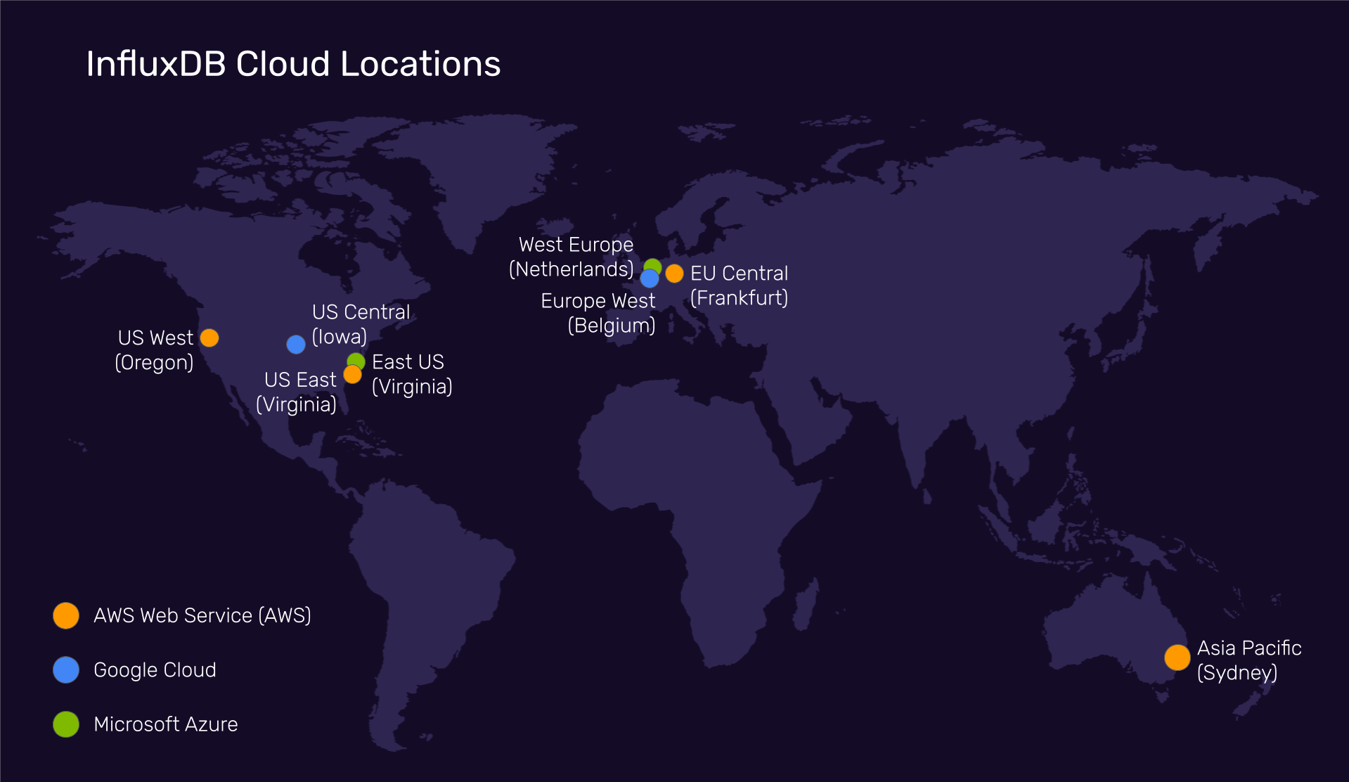 InfluxDB Cloud Locations Map InfluxDB Cloud Locations Map