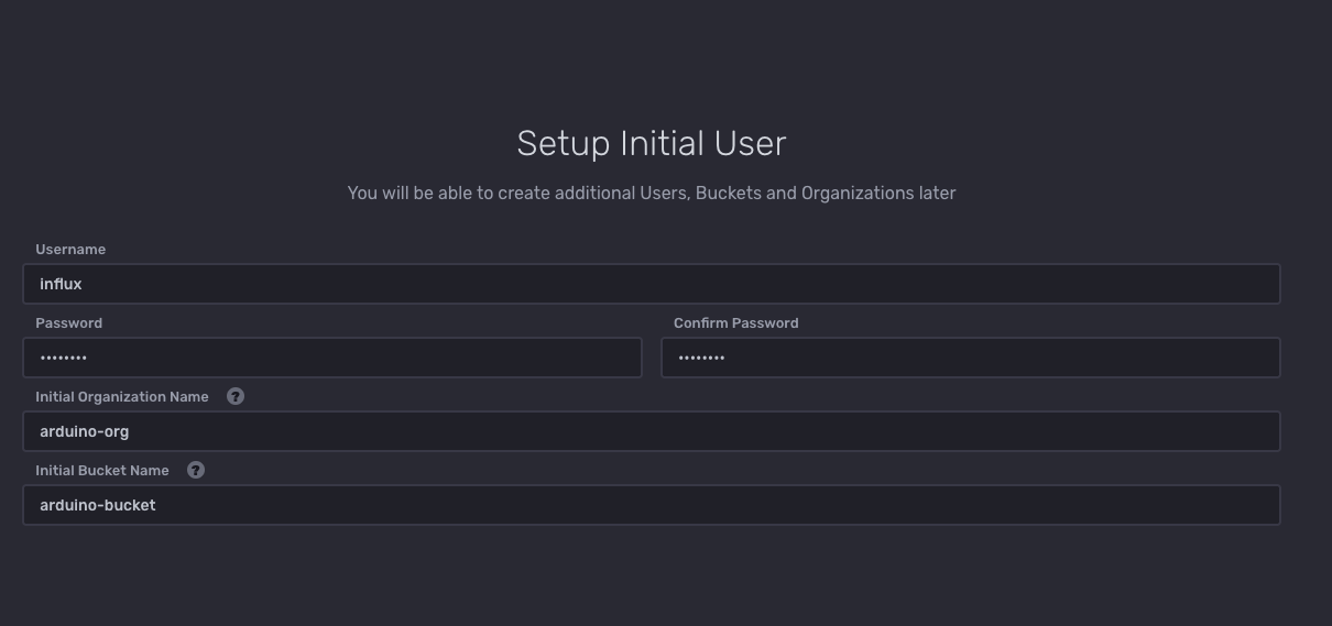 InfluxDB user setup