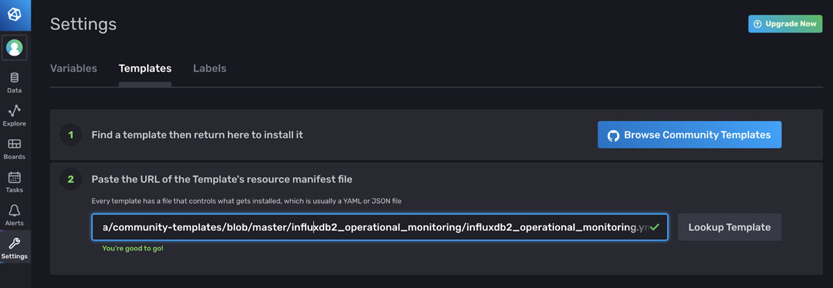 Operational Monitoring Template - Settings