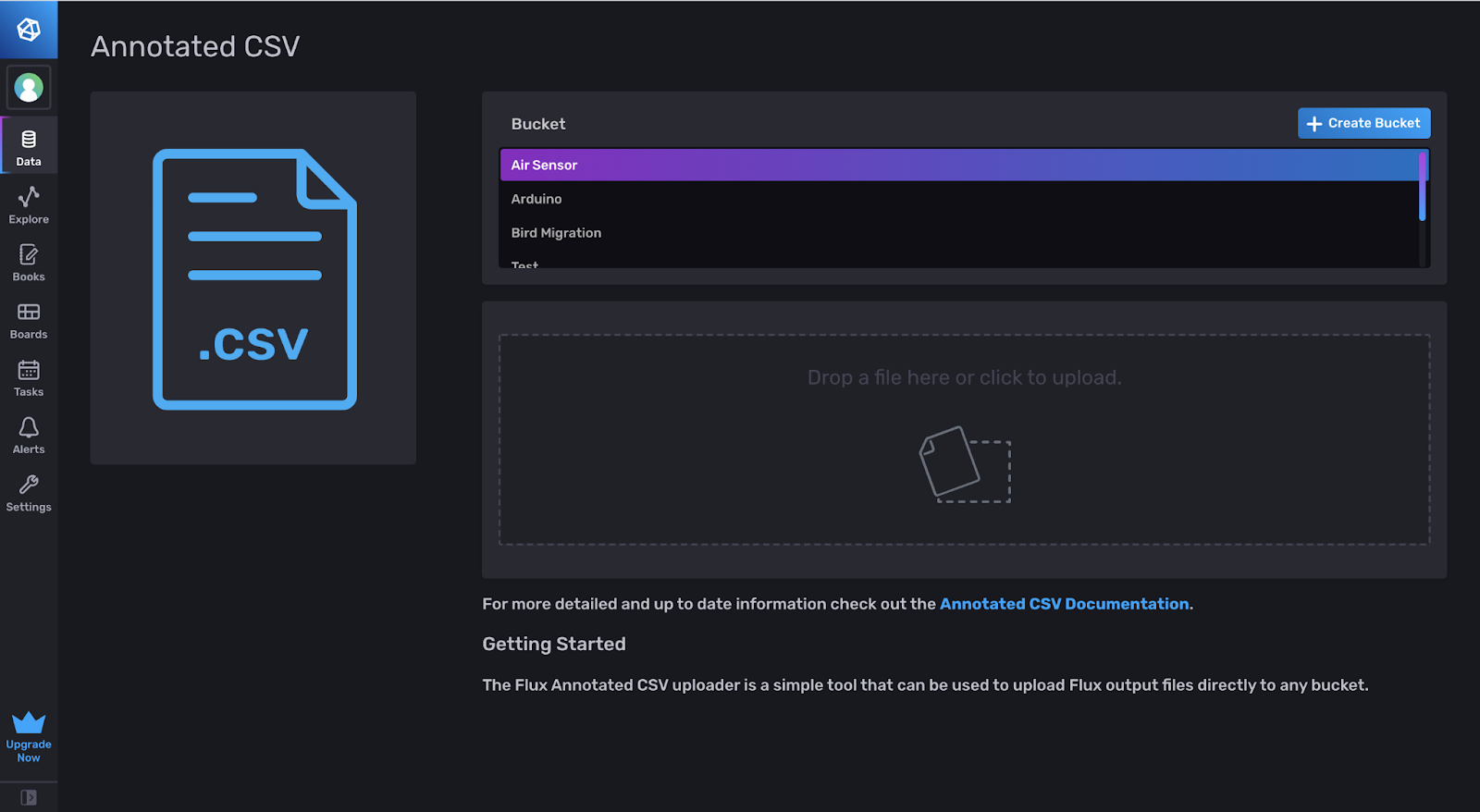 InfluxDB annotated CSV upload data