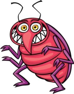 Cartoon of a red bug 