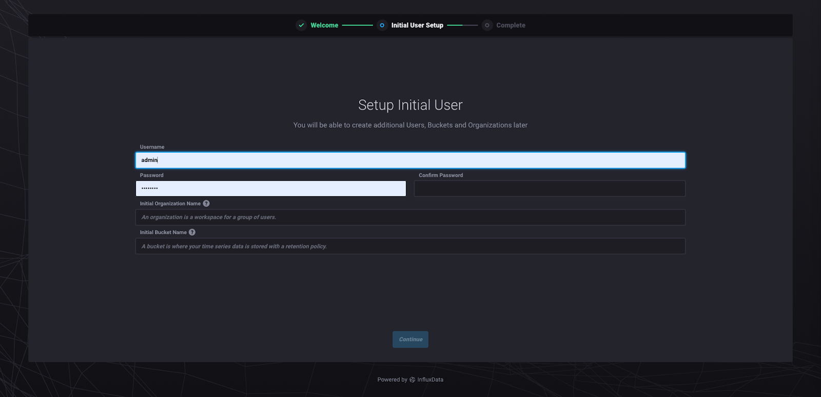 InfluxDB 2.0 - Setup initial user