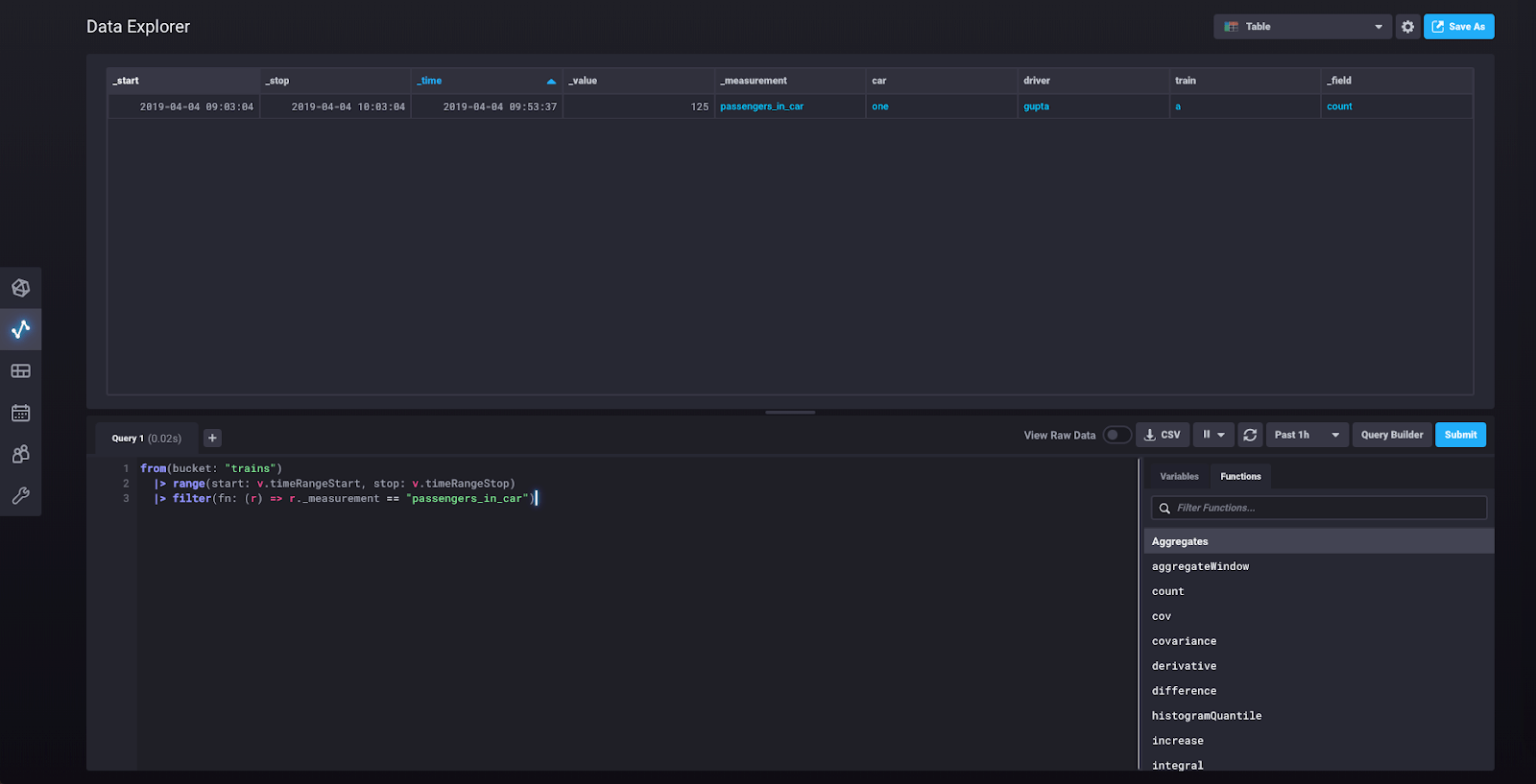 InfluxDB 2.0 - script editor query