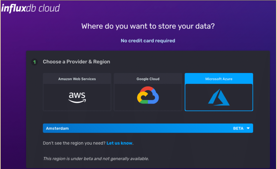 InfluxDB Cloud Azure get started