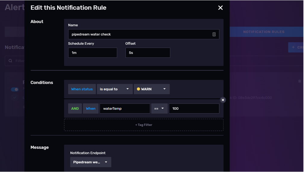 InfluxDB - Edit notification rule