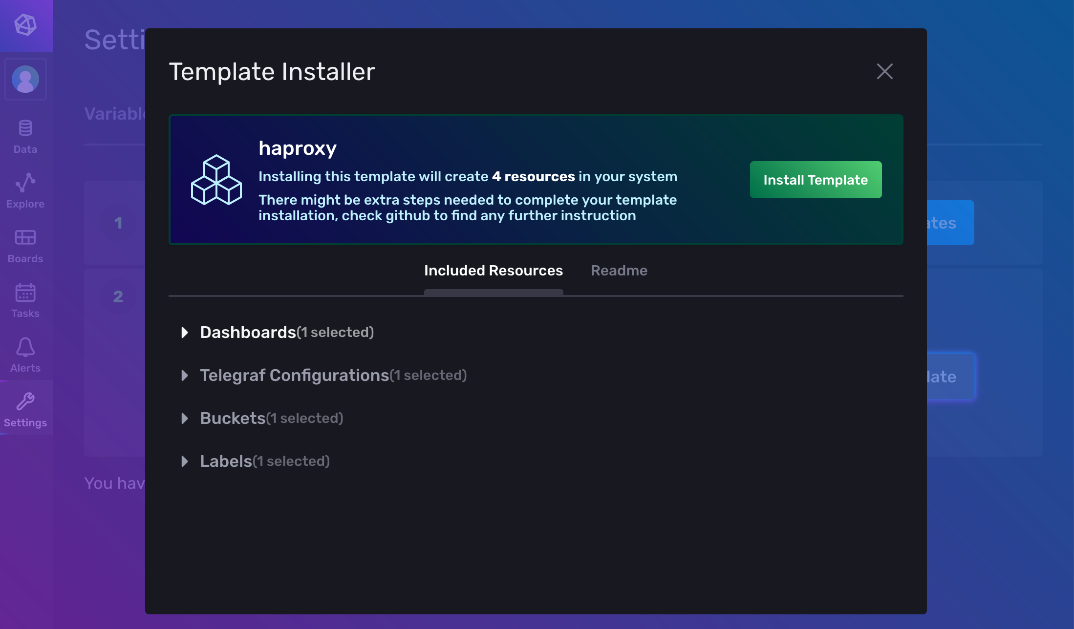 InfluxDB template